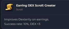 Earring DEX Scroll Greater | Global > Global MapleStory Classic World