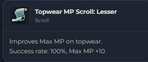 Topwear MP Scroll Lesser | Global > Global MapleStory Classic World