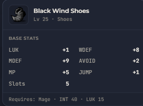 Black Wind Shoes | Global > Global MapleStory Classic World