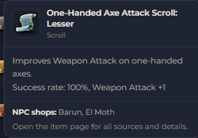 One-Handed Axe Attack Scroll Lesser | Global > Global MapleStory Classic World