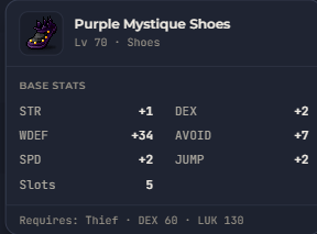 Purple Mystique Shoes | Global > Global MapleStory Classic World