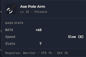 Axe Pole Arm | Global > Global MapleStory Classic World