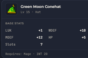 Green Moon Conehat | Global > Global MapleStory Classic World