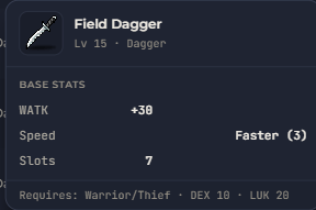 Field Dagger | Global > Global MapleStory Classic World