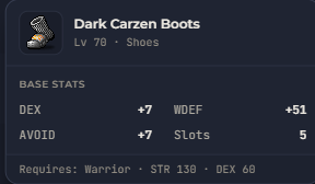 Dark Carzen Boots | Global > Global MapleStory Classic World