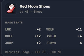 Red Moon Shoes | Global > Global MapleStory Classic World