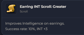 Earring INT Scroll Greater | Global > Global MapleStory Classic World