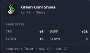 Green Goni Shoes | Global > Global MapleStory Classic World