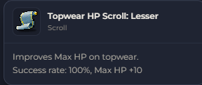 Topwear HP Scroll Lesser | Global > Global MapleStory Classic World