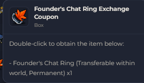 Founder's Chat Ring Exchange Coupon | Global > Global MapleStory Classic World