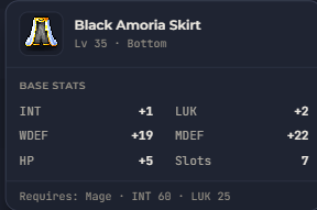 Black Amoria Skirt (Female only) | Global > Global MapleStory Classic World