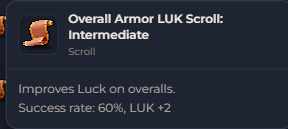 Overall Armor LUK Scroll Intermediate | Global > Global MapleStory Classic World