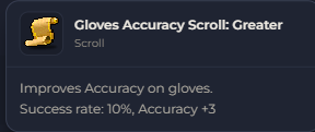 Gloves Accuracy Scroll Greater | Global > Global MapleStory Classic World