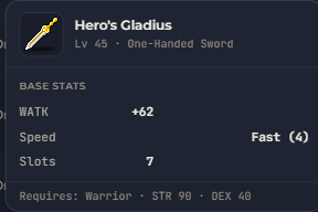 Hero's Gladius | Global > Global MapleStory Classic World