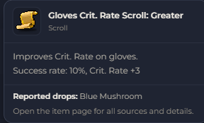 Gloves Crit. Rate Scroll Greater | Global > Global MapleStory Classic World