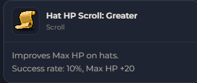 Hat HP Scroll Greater | Global > Global MapleStory Classic World