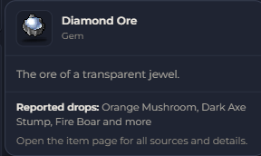 Diamond Ore | Global > Global MapleStory Classic World