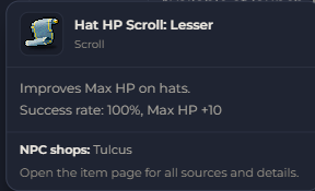 Hat HP Scroll Lesser | Global > Global MapleStory Classic World