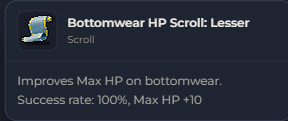 Bottomwear HP Scroll Lesser | Global > Global MapleStory Classic World