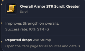 Overall Armor STR Scroll Greater | Global > Global MapleStory Classic World