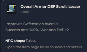 Overall Armor DEF Scroll Lesser | Global > Global MapleStory Classic World