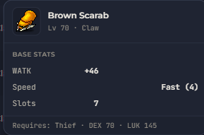 Brown Scarab | Global > Global MapleStory Classic World