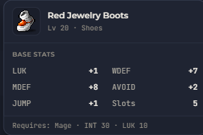 Red Jewelry Boots | Global > Global MapleStory Classic World