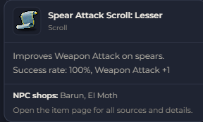 Spear Attack Scroll Lesser | Global > Global MapleStory Classic World