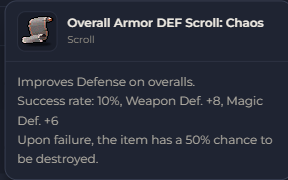 Overall Armor DEF Scroll Chaos | Global > Global MapleStory Classic World
