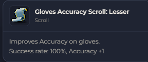 Gloves Accuracy Scroll Lesser | Global > Global MapleStory Classic World