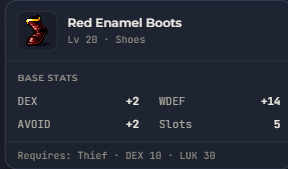 Red Enamel Boots | Global > Global MapleStory Classic World