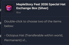 MapleStory Fest 2026 Special Hat Exchange Box (Silver) | Global > Global MapleStory Classic World