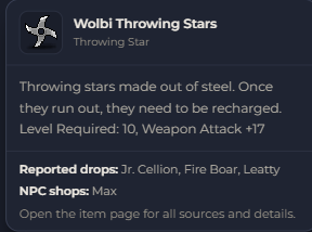 Wolbi Throwing Stars | Global > Global MapleStory Classic World