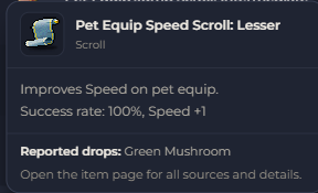 Pet Equip Speed Scroll Lesser | Global > Global MapleStory Classic World