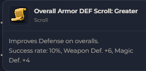 Overall Armor DEF Scroll Greater | Global > Global MapleStory Classic World