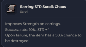 Earring STR Scroll Chaos | Global > Global MapleStory Classic World