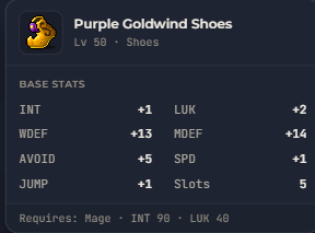 Purple Goldwind Shoes | Global > Global MapleStory Classic World