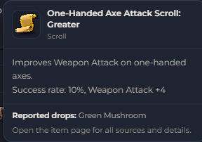 One-Handed Axe Attack Scroll Greater | Global > Global MapleStory Classic World