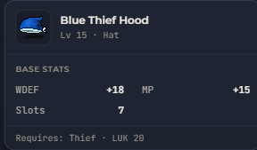 Blue Thief Hood | Global > Global MapleStory Classic World