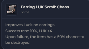 Earring LUK Scroll Chaos | Global > Global MapleStory Classic World