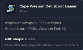 Cape Weapon Def. Scroll Lesser | Global > Global MapleStory Classic World