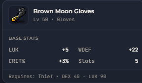 Brown Moon Gloves | Global > Global MapleStory Classic World
