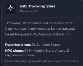 Subi Throwing Stars | Global > Global MapleStory Classic World