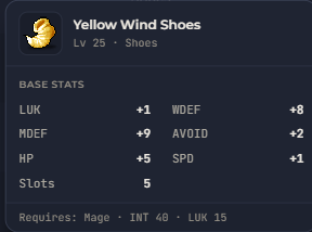 Yellow Wind Shoes | Global > Global MapleStory Classic World