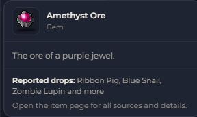 Amethyst Ore | Global > Global MapleStory Classic World