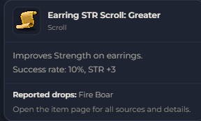 Earring STR Scroll Greater | Global > Global MapleStory Classic World