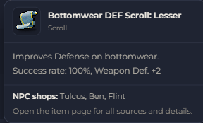 Bottomwear DEF Scroll Lesser | Global > Global MapleStory Classic World