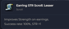 Earring STR Scroll Lesser | Global > Global MapleStory Classic World