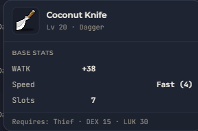 Coconut Knife | Global > Global MapleStory Classic World
