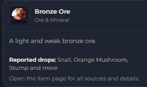 Bronze Ore | Global > Global MapleStory Classic World